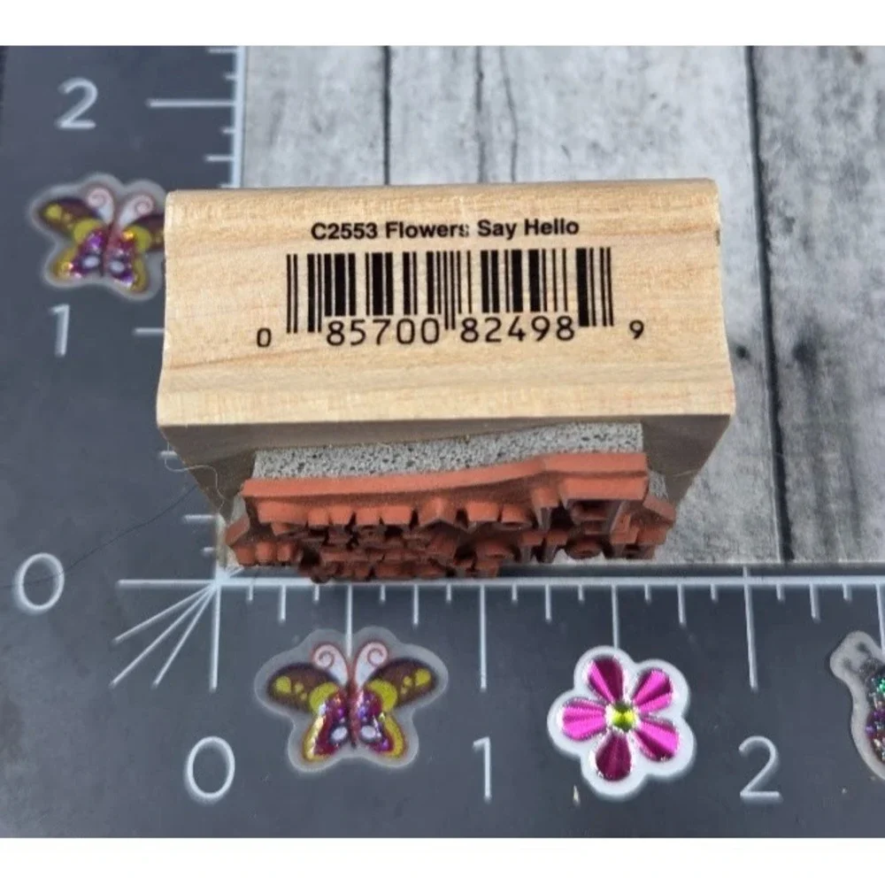 Hero Arts Flowers Say Hello From The Heart C2553 Rubber Stamp Wood #K27